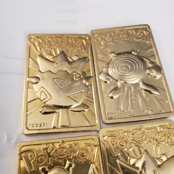 1999 Burger King Nintendo Pokemon 23K Gold Plated Trading Cards Mewtwo, Togepi - Picture 2 of 7
